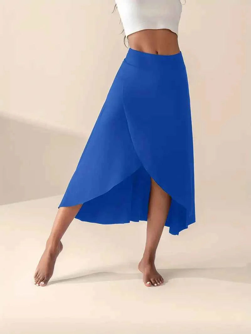 Women's High Waist Skirt with Split and Pockets Royal Blue