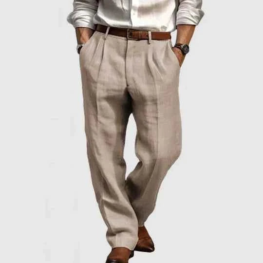 Men's Casual Cotton-Linen Trousers – Relaxed Comfort for Every Day Khaki
