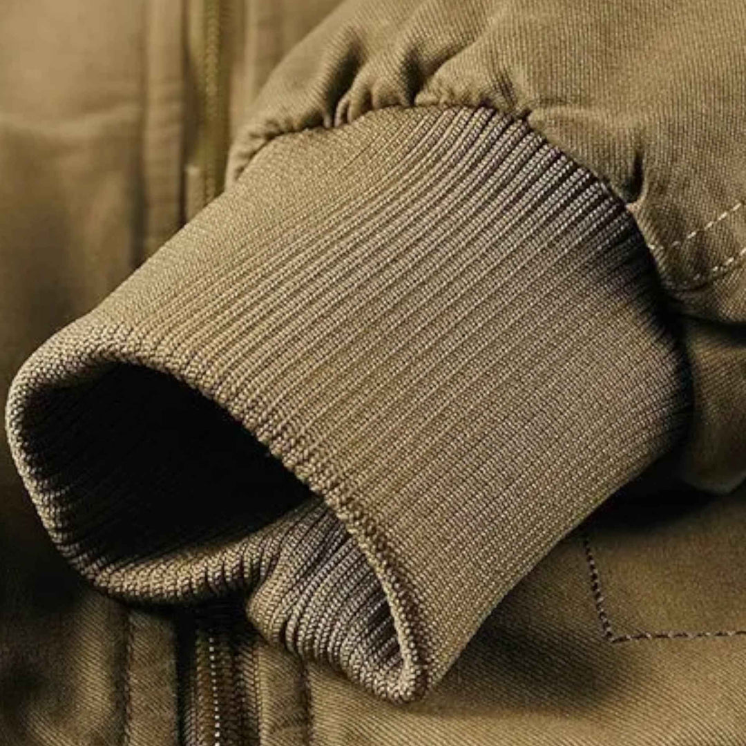 Men's Relaxed Fit Bomber Jacket with Lined Ribbed Cuffs
