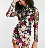 Women's Elegant Floral Dress Black