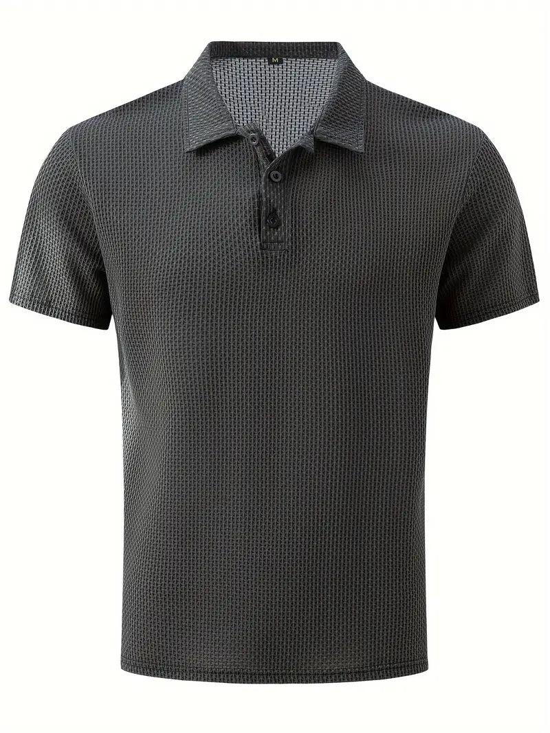 Men's Cotton Blend Polo Shirt - Short Sleeve - Breathable Casual Fit Grey
