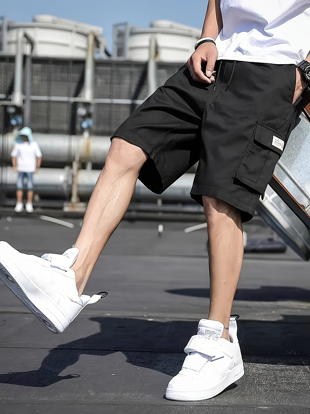 Men's Versatile Multi-Pocket Cargo Shorts Black