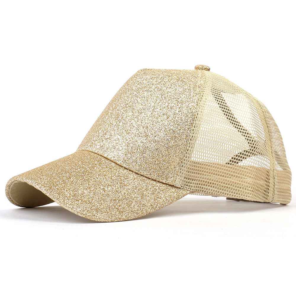 Baseball-Caps Ponytail Snapback Sequins Hip-Hop-Hat Champagne