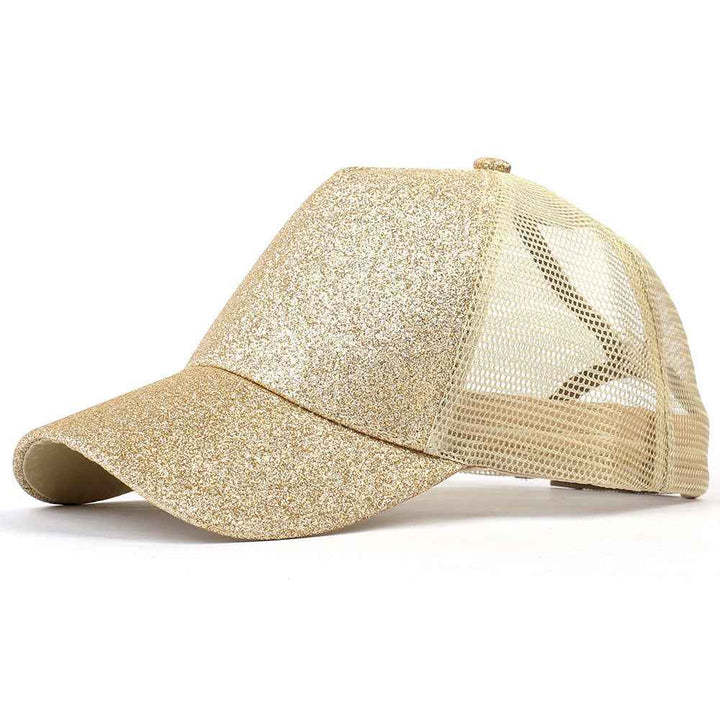 Baseball-Caps Ponytail Snapback Sequins Hip-Hop-Hat Champagne