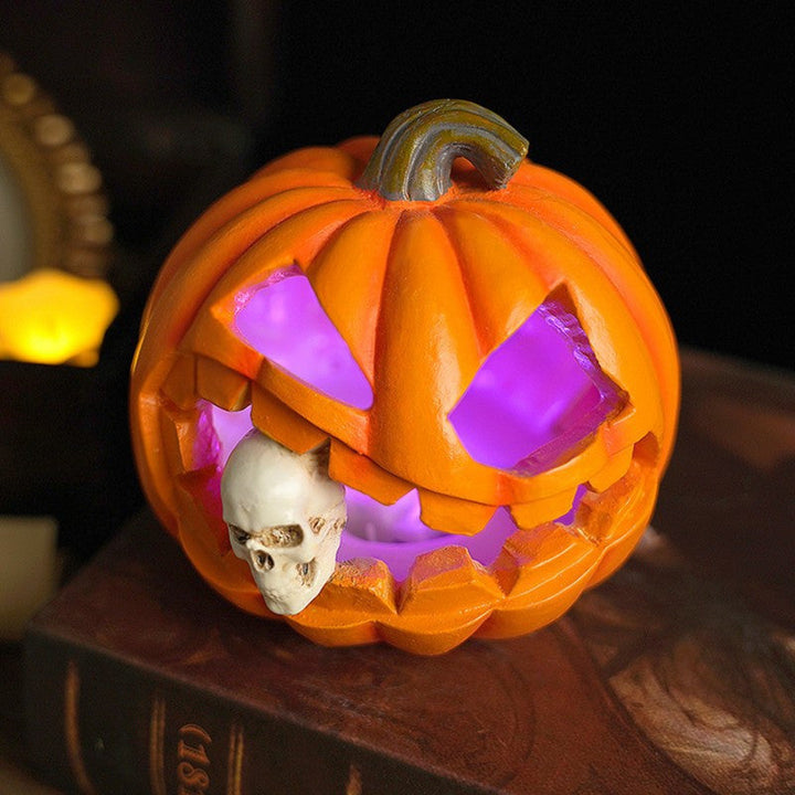 Halloween's Carved Jack O'Lantern Ornament with Skull Insert