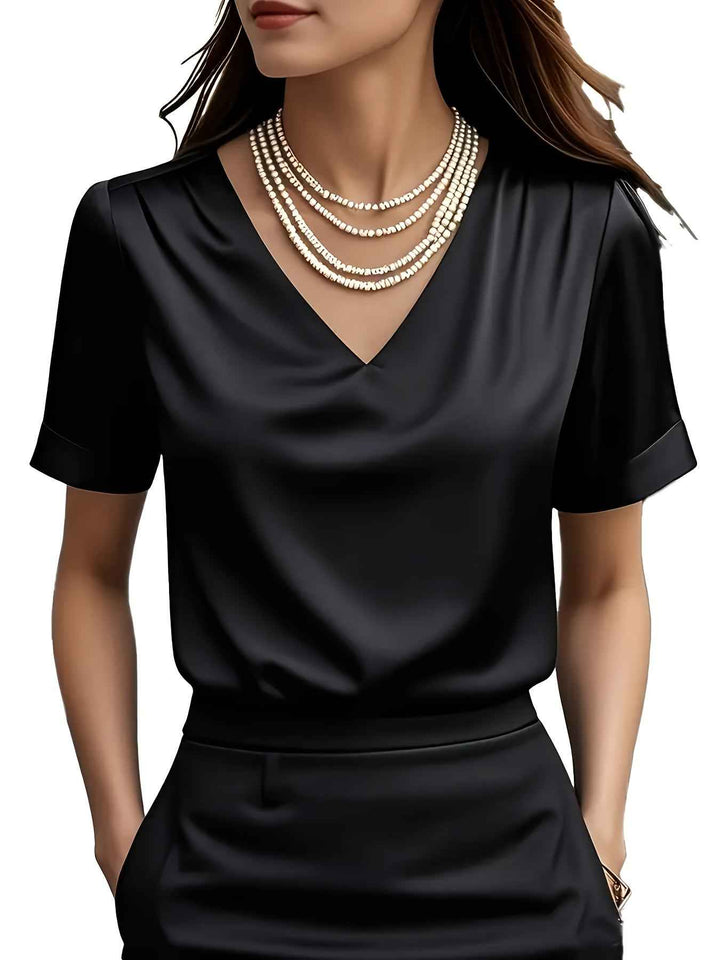 Women's Draped V-Neck Blouse