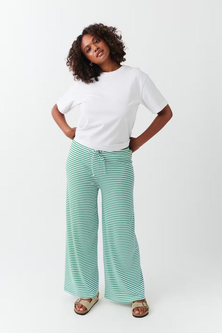 Milly | Women's Comfortable Striped Lounge Pants with Low Waist Green