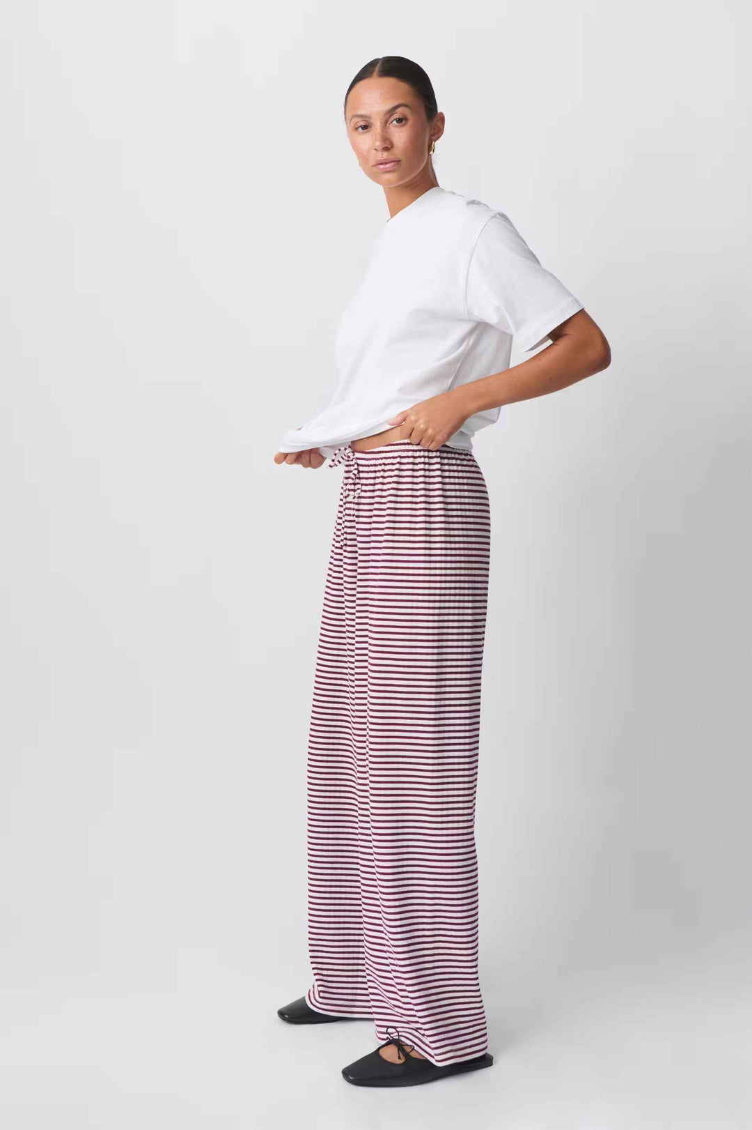 Women's Striped Lounge Pants Red