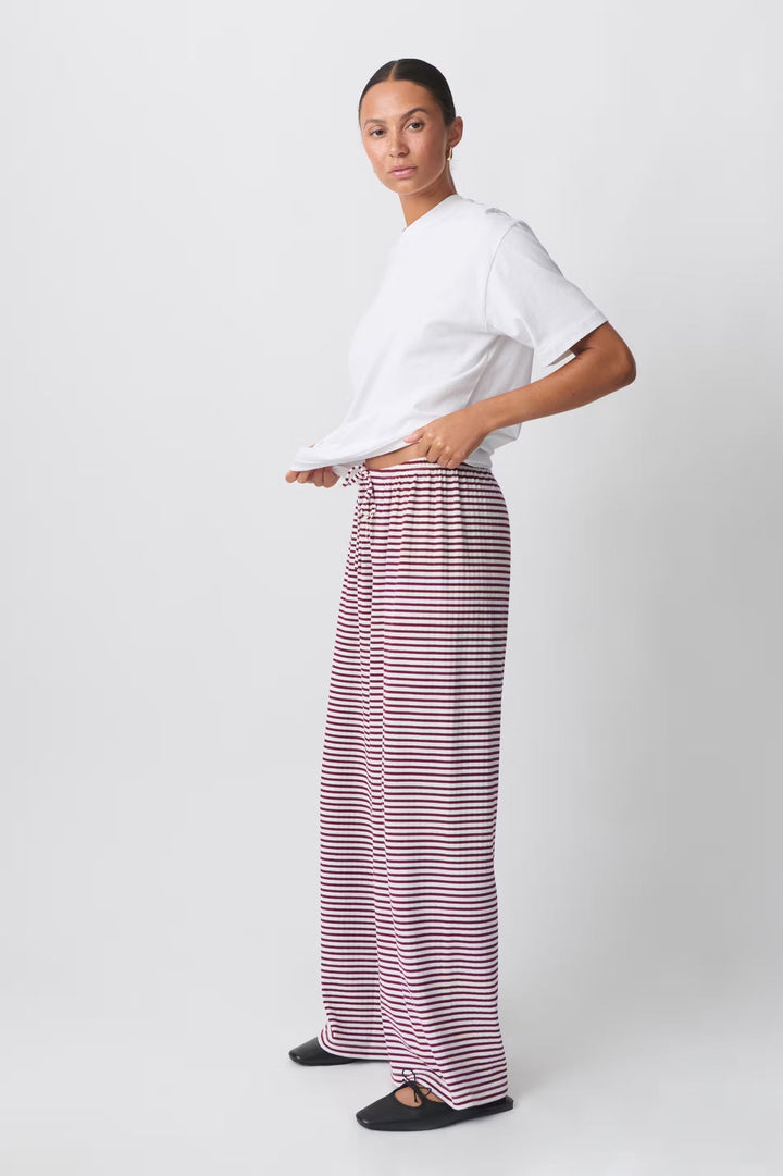 Milly | Women's Comfortable Striped Lounge Pants with Low Waist Red