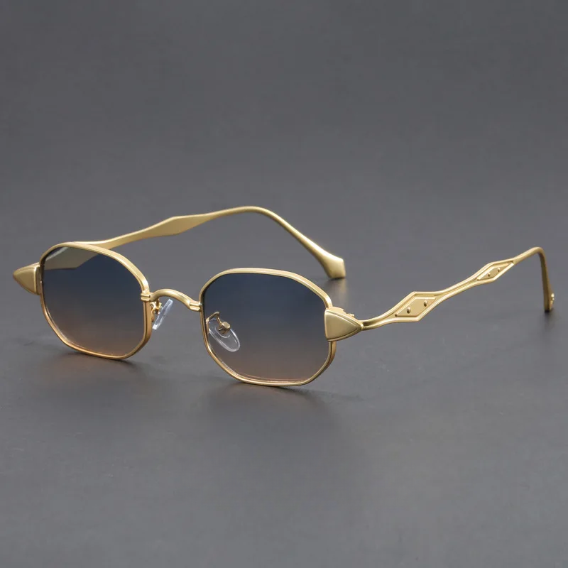 Futuristic Cyberpunk Sunglasses Gold- Blue