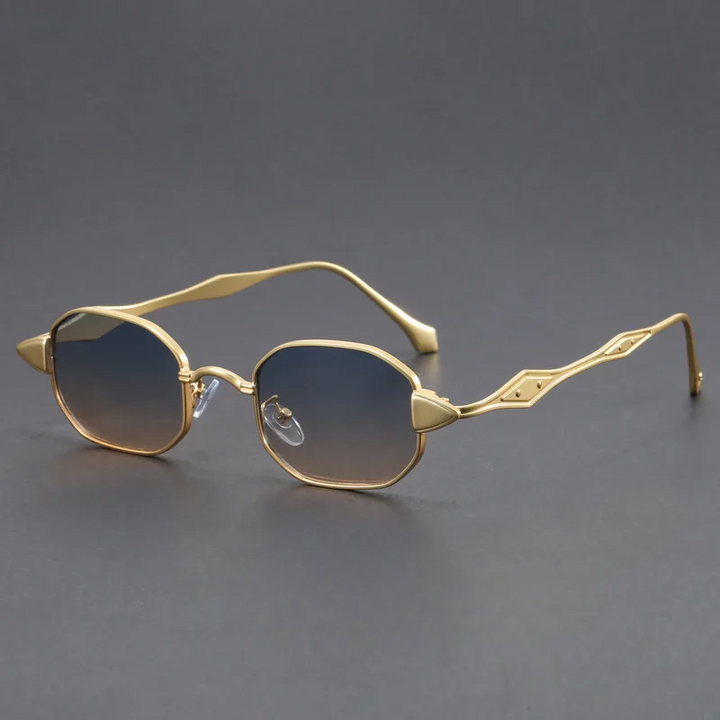 Futuristic Cyberpunk Sunglasses Gold- Blue