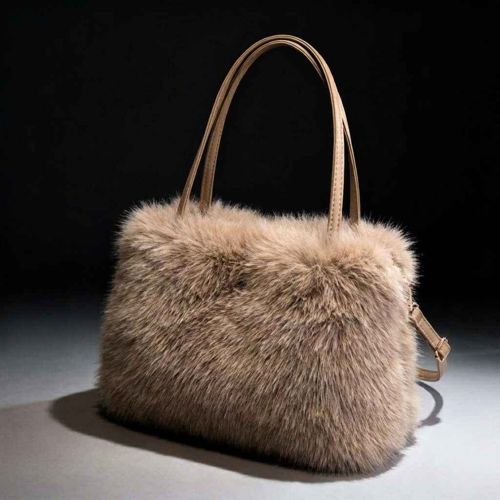 Luxury Siberian Fur Handbag Brown