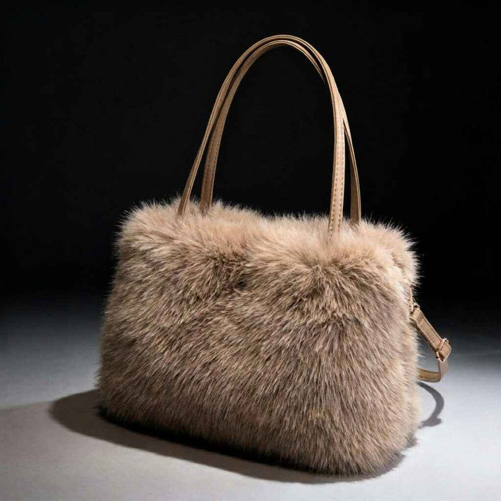 Luxury Siberian Fur Handbag Brown