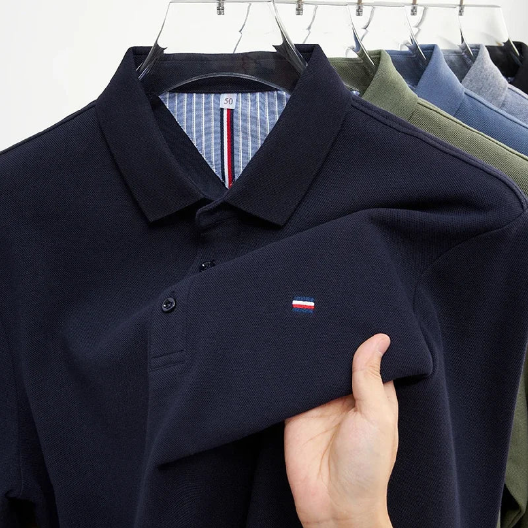 Men's Long Sleeve Polo Shirt with Embroidery - Comfortable & Breathable