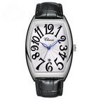 Elegant Leather Timepiece Silver Black