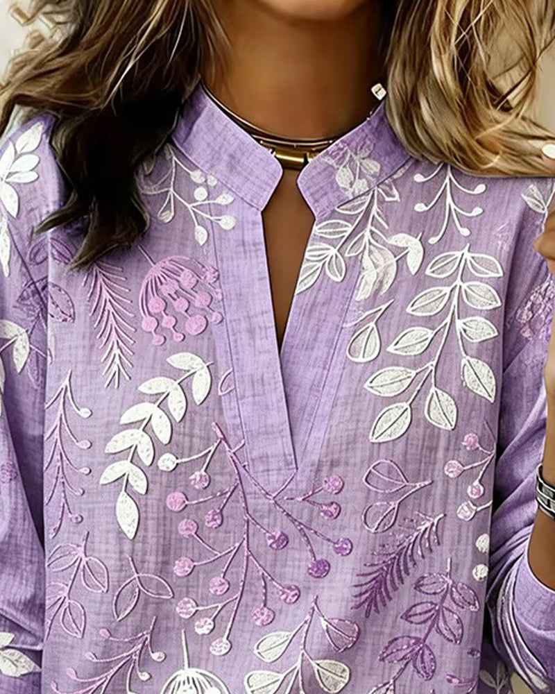 Women's Soft Touch Floral V-Neck Blouse in Pastel Colors