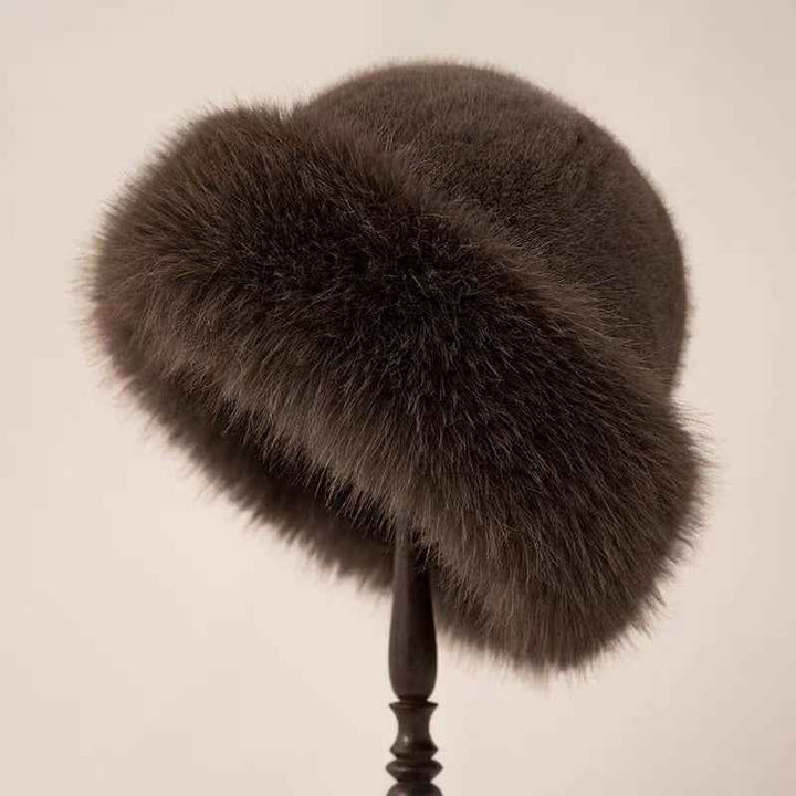 Fashion Personality Ladies Mongolian Cap Dark Coffee Color