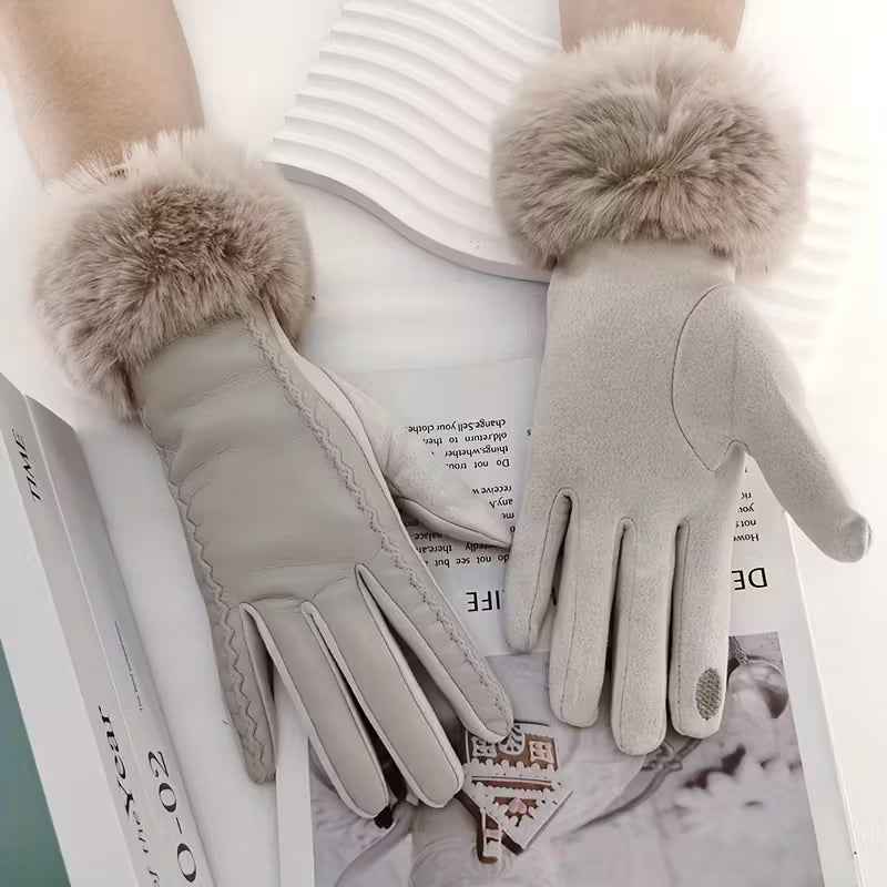 Luxurious Mink Fur Gloves for Ultimate Warmth Beige