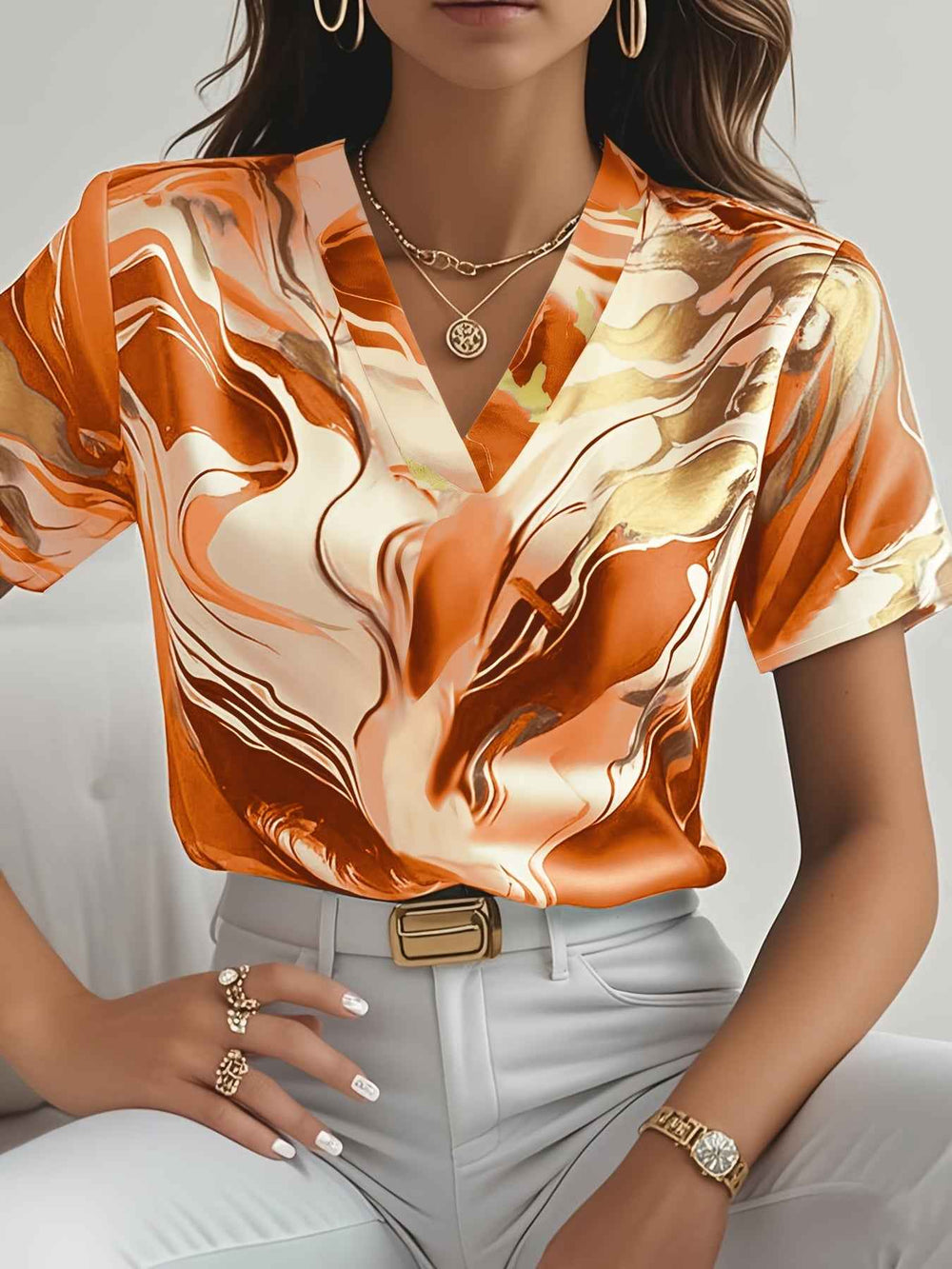 Women's Artful Swirl-Print Blouse
