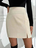 Women's High Waist Corduroy Skirt