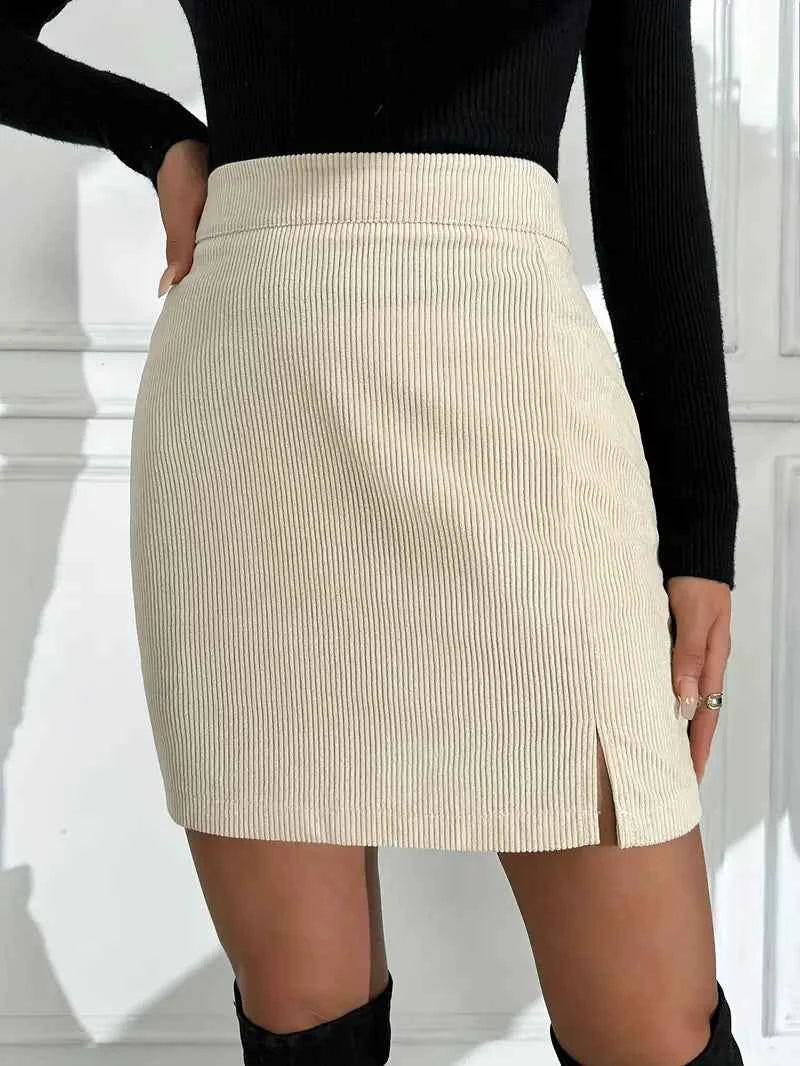 Women's High Waist Corduroy Skirt
