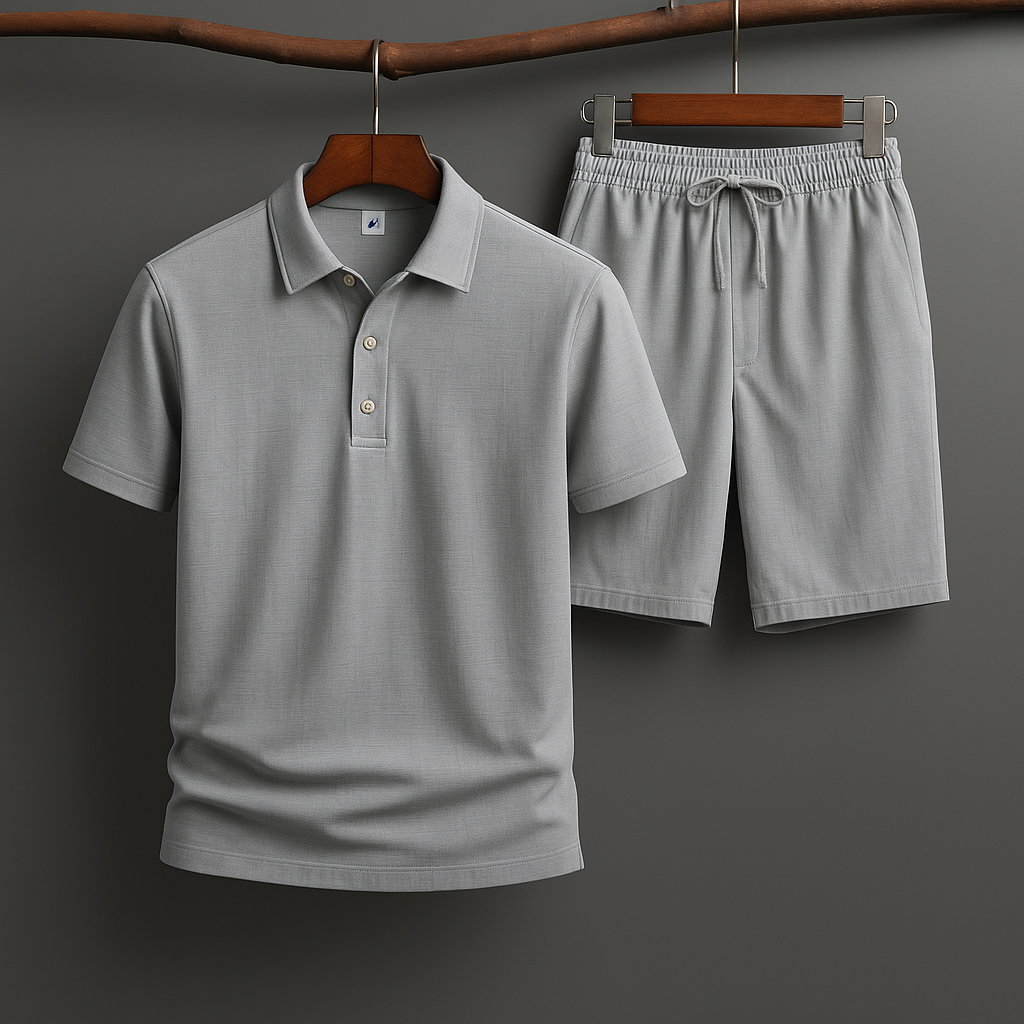 Oslo Linen Polo Outfit Gray