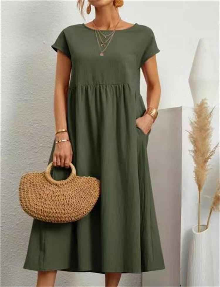 Sylvia | Elegant Relaxed Fit Midi Dress Green