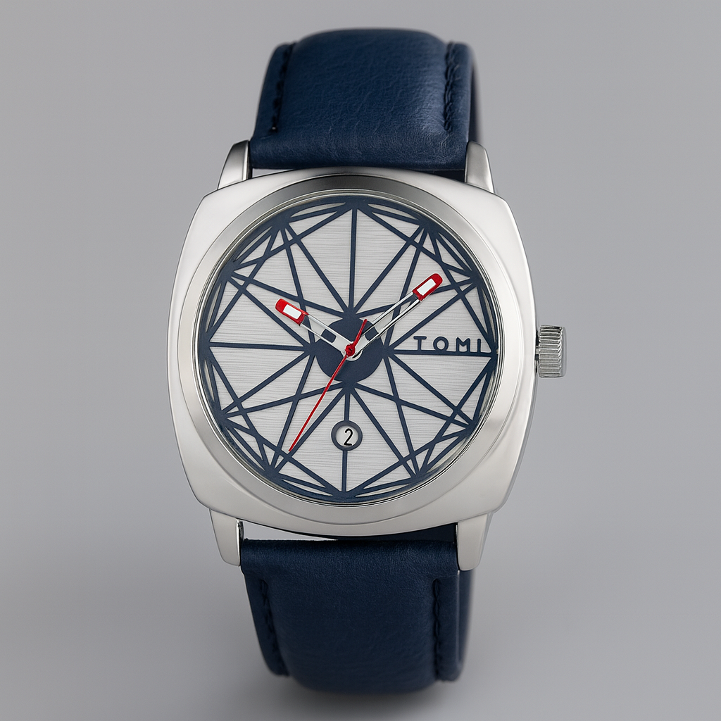 Stylish Prism Quartz Timepiece Navy Blue