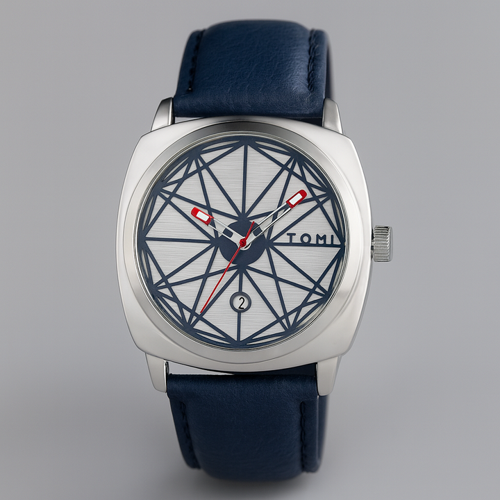 Stylish Prism Quartz Timepiece Navy Blue