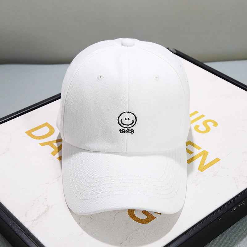 Face Displayed Small Letters Sun Visor Baseball Cap Smiley white adjustable