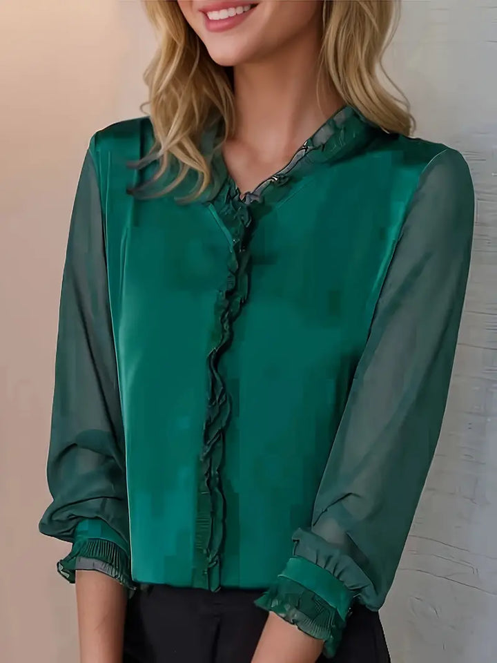 Women's Elegant Long Sleeve Ruffle Blouse