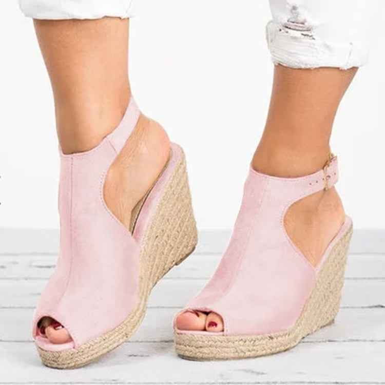 Fashion Women Platform Sandals Peep Toe Spartan Sandals Women Summer Wedges High Heel Shoes Pink