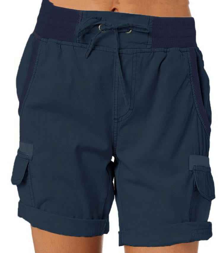 Women's Casual High-Waisted Utility Shorts Navy Blue
