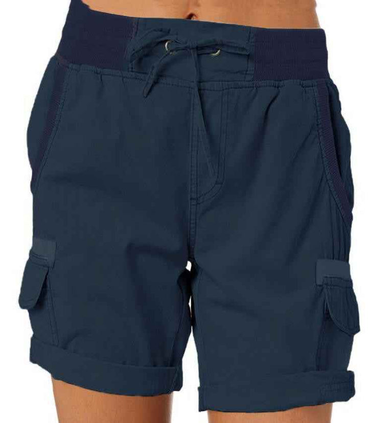 Women's Casual High-Waisted Utility Shorts Navy Blue