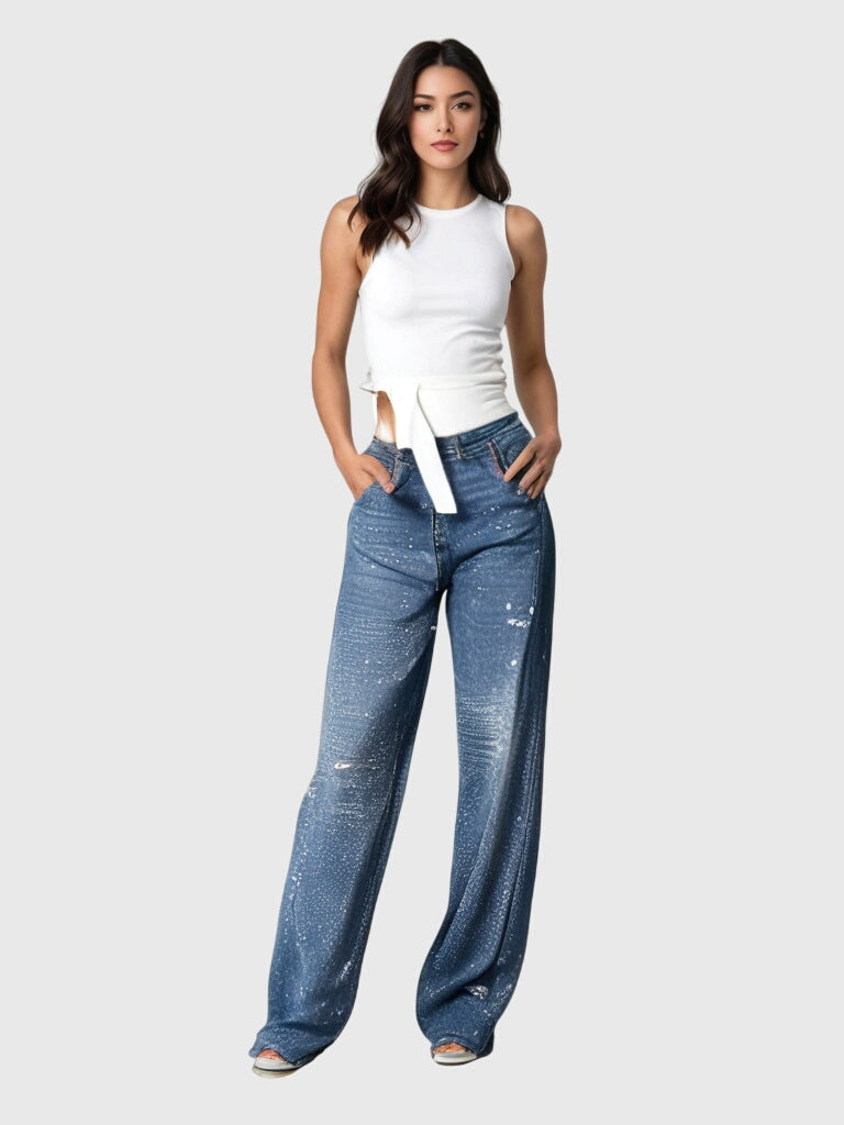 Women's Sparkle Diamond Denim Pants