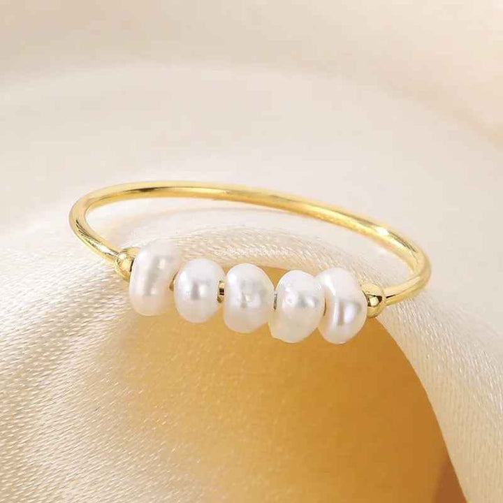 Baroque Pearl Embellished Ring Glod