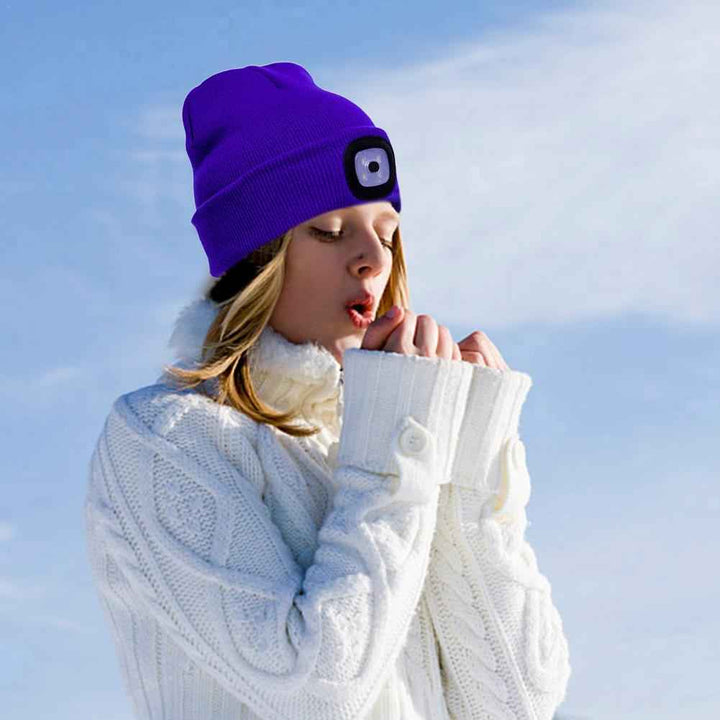 BrightBeam LED Knit Hat - Light-Up Knitted Beanie with Button Cell Power