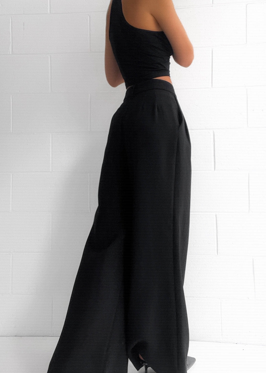 Mandi | Women's Black High Waist Palazzo Trousers