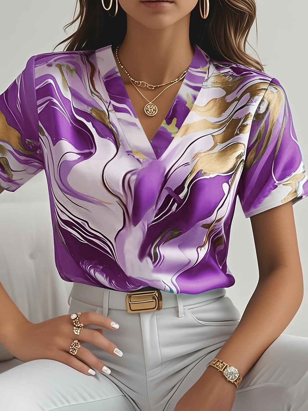 Women's Artful Swirl-Print Blouse