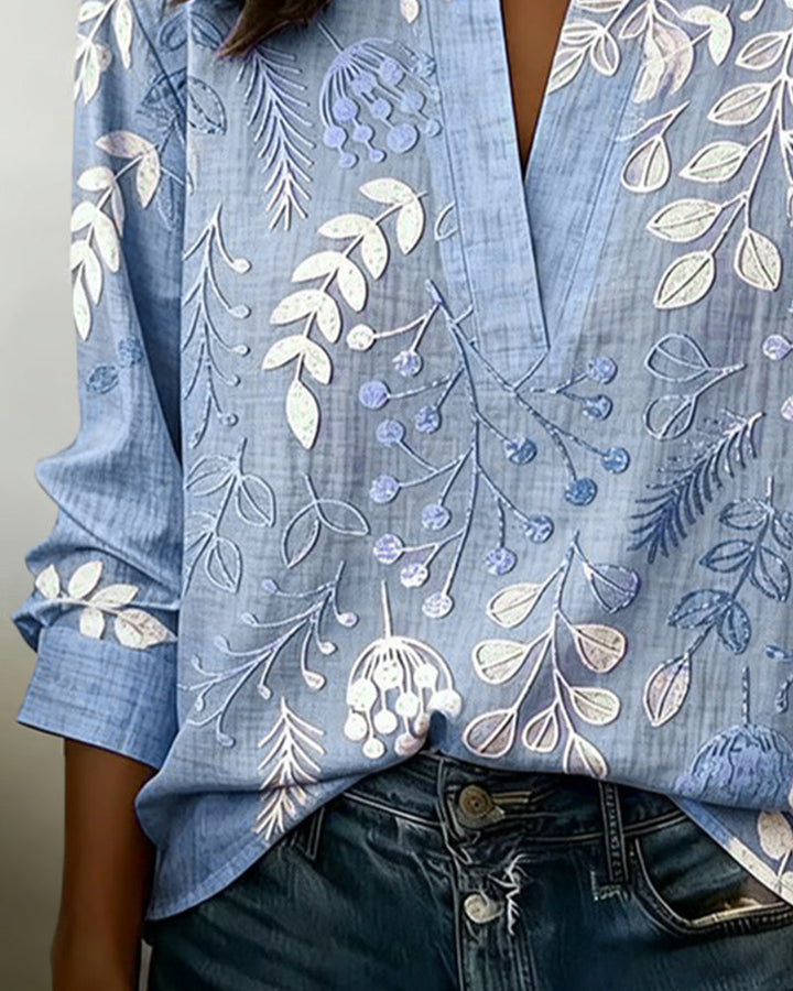 Women's Soft Touch Floral V-Neck Blouse in Pastel Colors