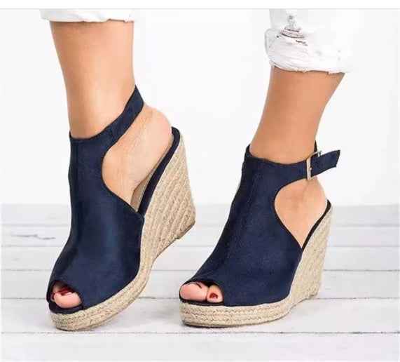 Fashion Women Platform Sandals Peep Toe Spartan Sandals Women Summer Wedges High Heel Shoes blue 36