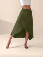 Women's High Waist Skirt with Split and Pockets Army Green