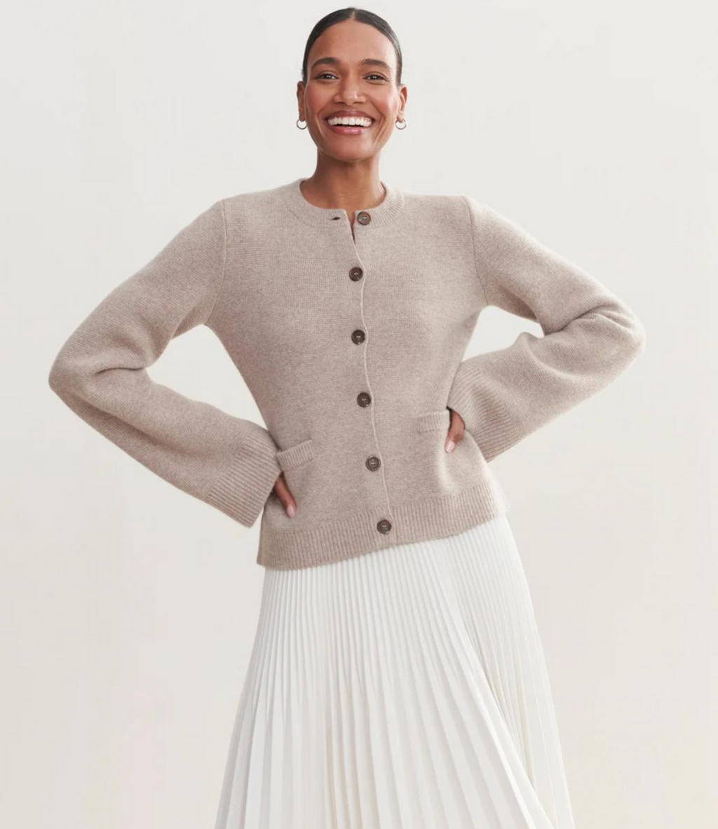 Women's Elegant Cardigan - Stylish and Versatile Taupe Grey