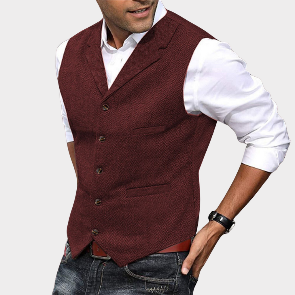 Men's Vintage Vest - Classic Style Red Wine