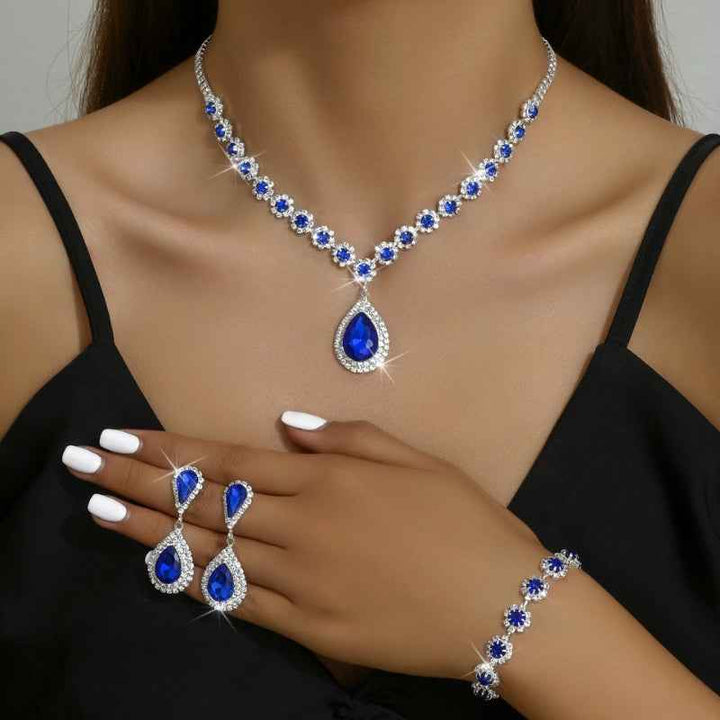 Elegant 3-Piece Gemstone Jewelry Set Sapphire