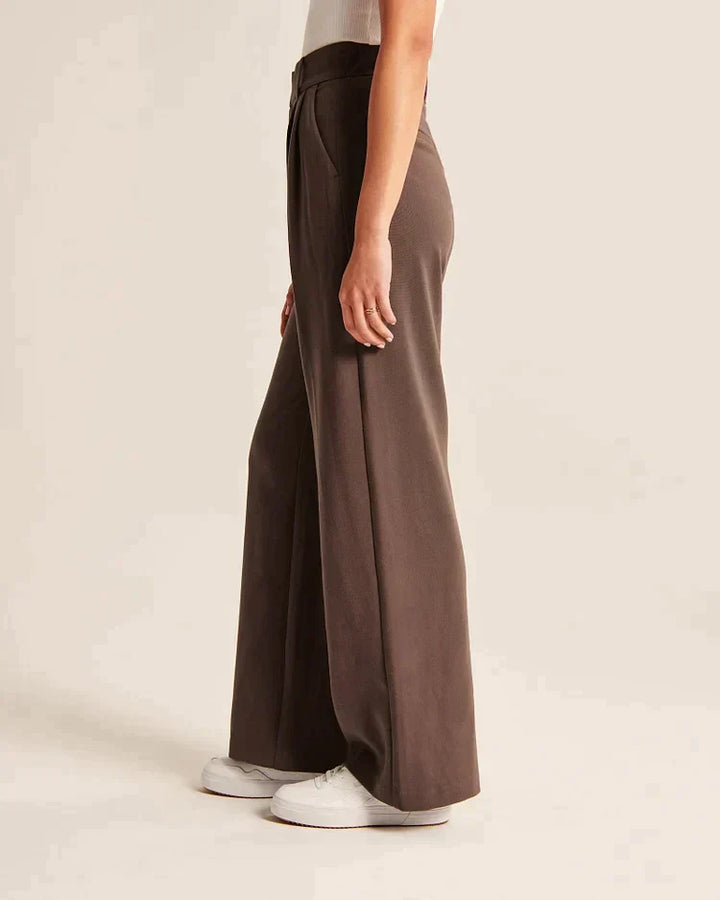 Jiska | Women's Stylish High Waist Wide Leg Trousers - Trendy & Comfy
