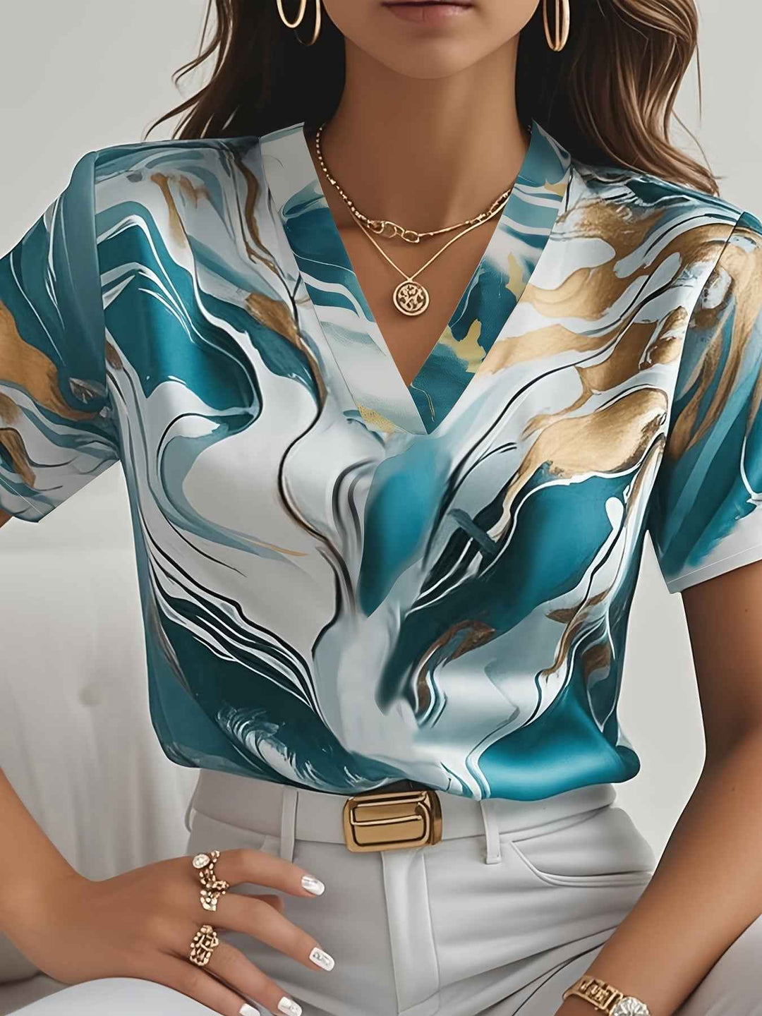 Women's Artful Swirl-Print Blouse