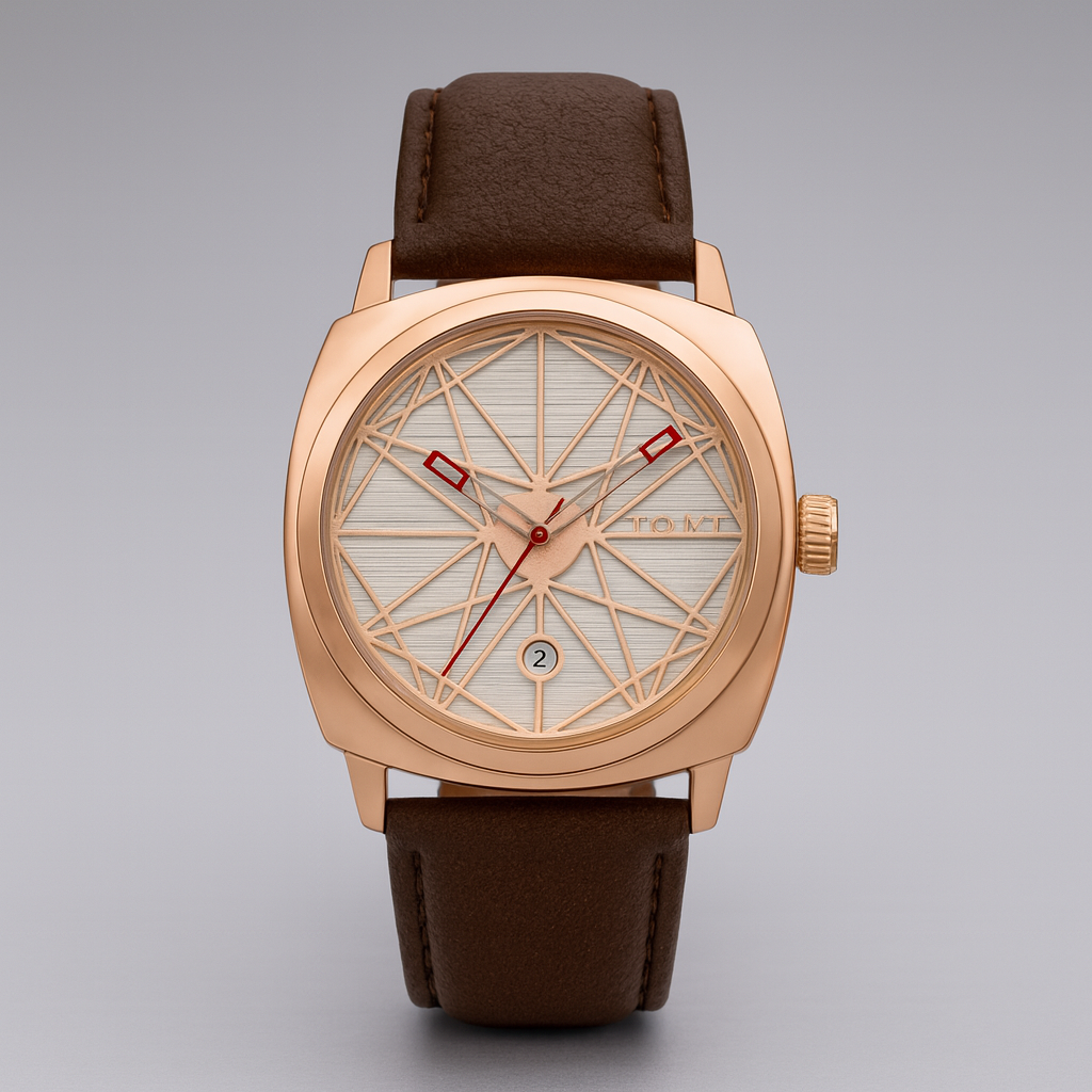 Stylish Prism Quartz Timepiece Brown Copper