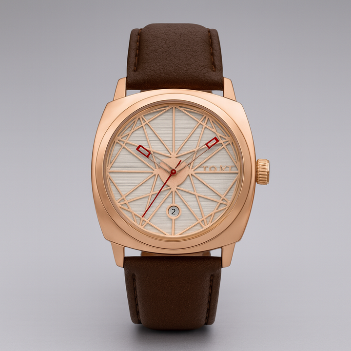 Stylish Prism Quartz Timepiece Brown Copper