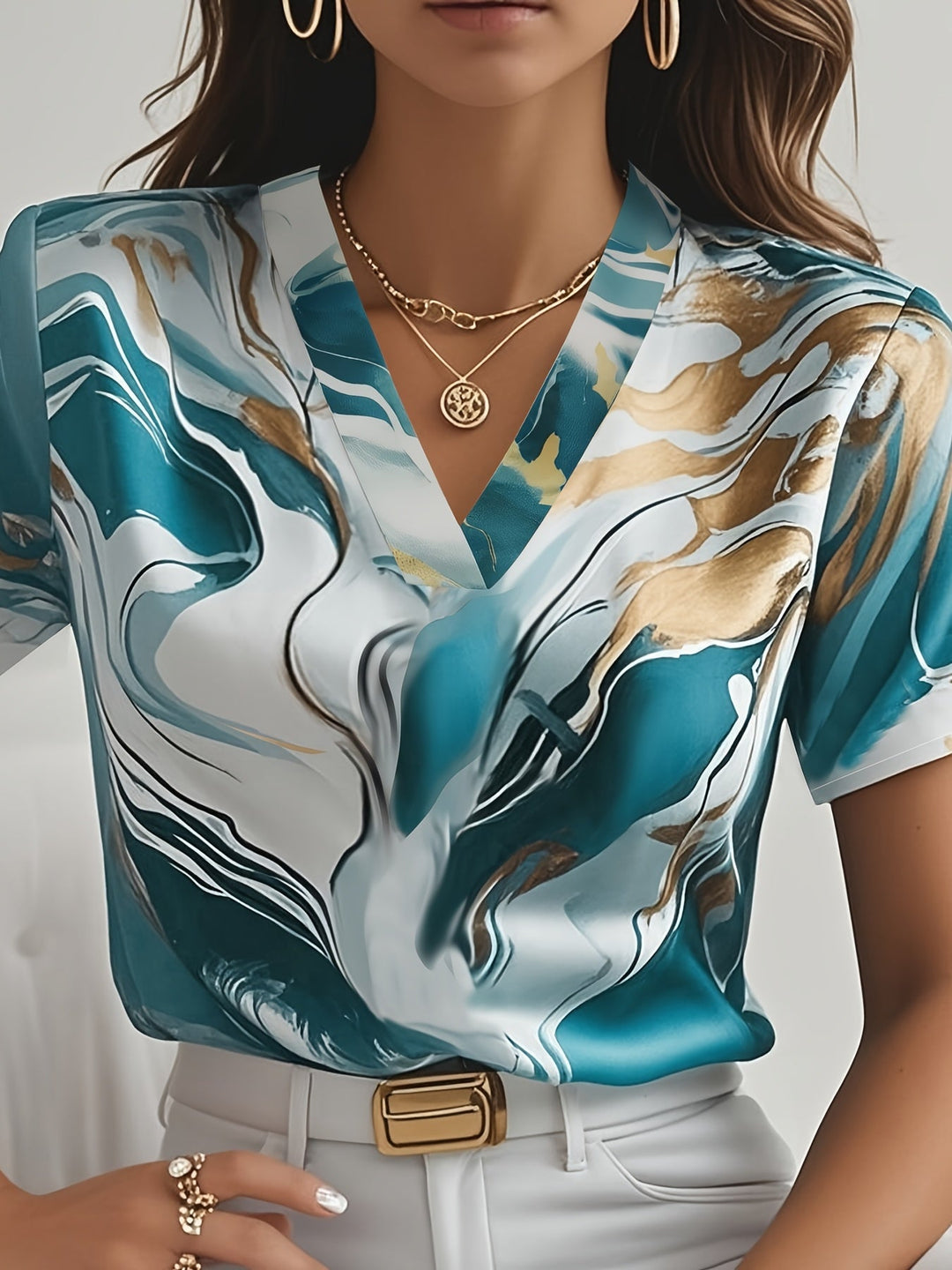 Women's Artful Swirl-Print Blouse